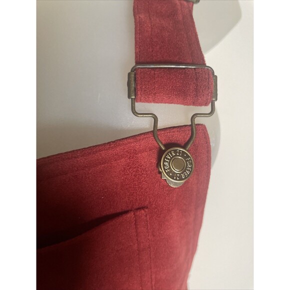 Forever 21 Overall Shorts Faux Suede Rust Orange Red Brass Buckles S - Picture 4 of 5
